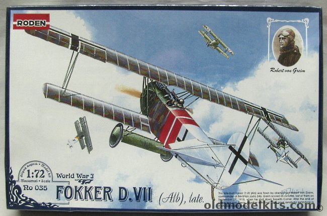Roden 1/72 Fokker DVII (D-VII late) - Robert von Greim, RO035 plastic model kit